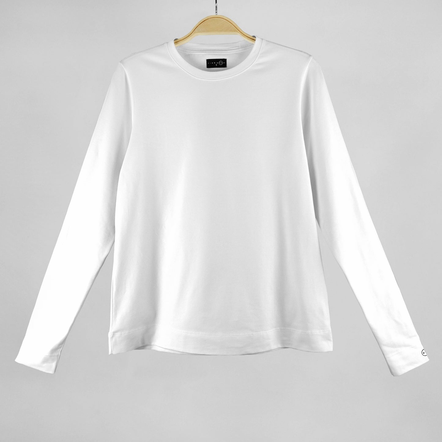 Camiseta siabatto manga larga cuello redondo color blanco