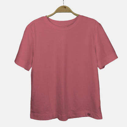 Camiseta manga corta cuello redondo color salmón (rosa)