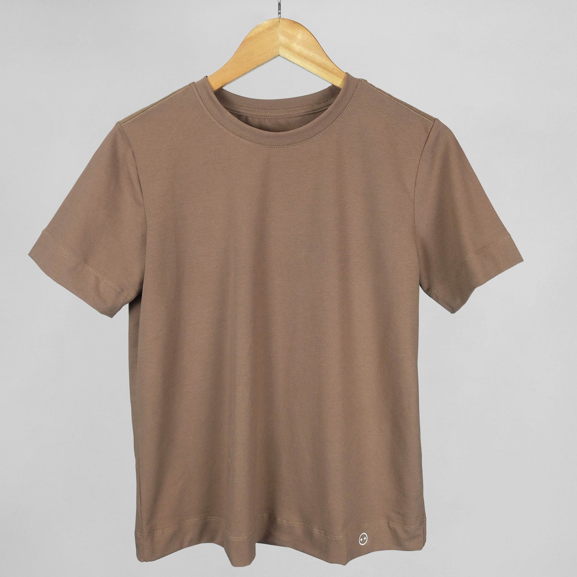 Camiseta manga corta cuello redondo color taupé (café)